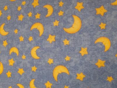 (3E) TESSUTO AZZURRO CON STELLE E LUNA (PANNELLO GIOCATTOLI)